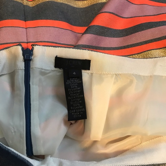 J Crew Multicolor Metallic Stripe Mini Pencil Skirt Preppy‎ - Picture 4 of 4